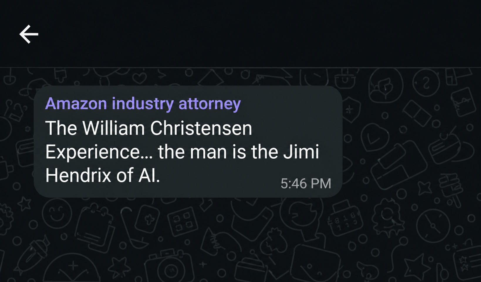 Reply: The William Christensen Experience, the man is the Jimi Hendrix of AI.